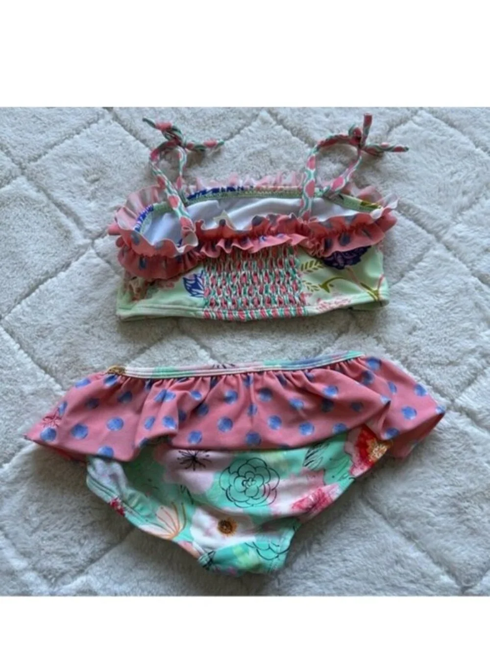 Matilda Jane | Aqua & Pink Floral Cannonball & Seashells Bikini Set | Size 4